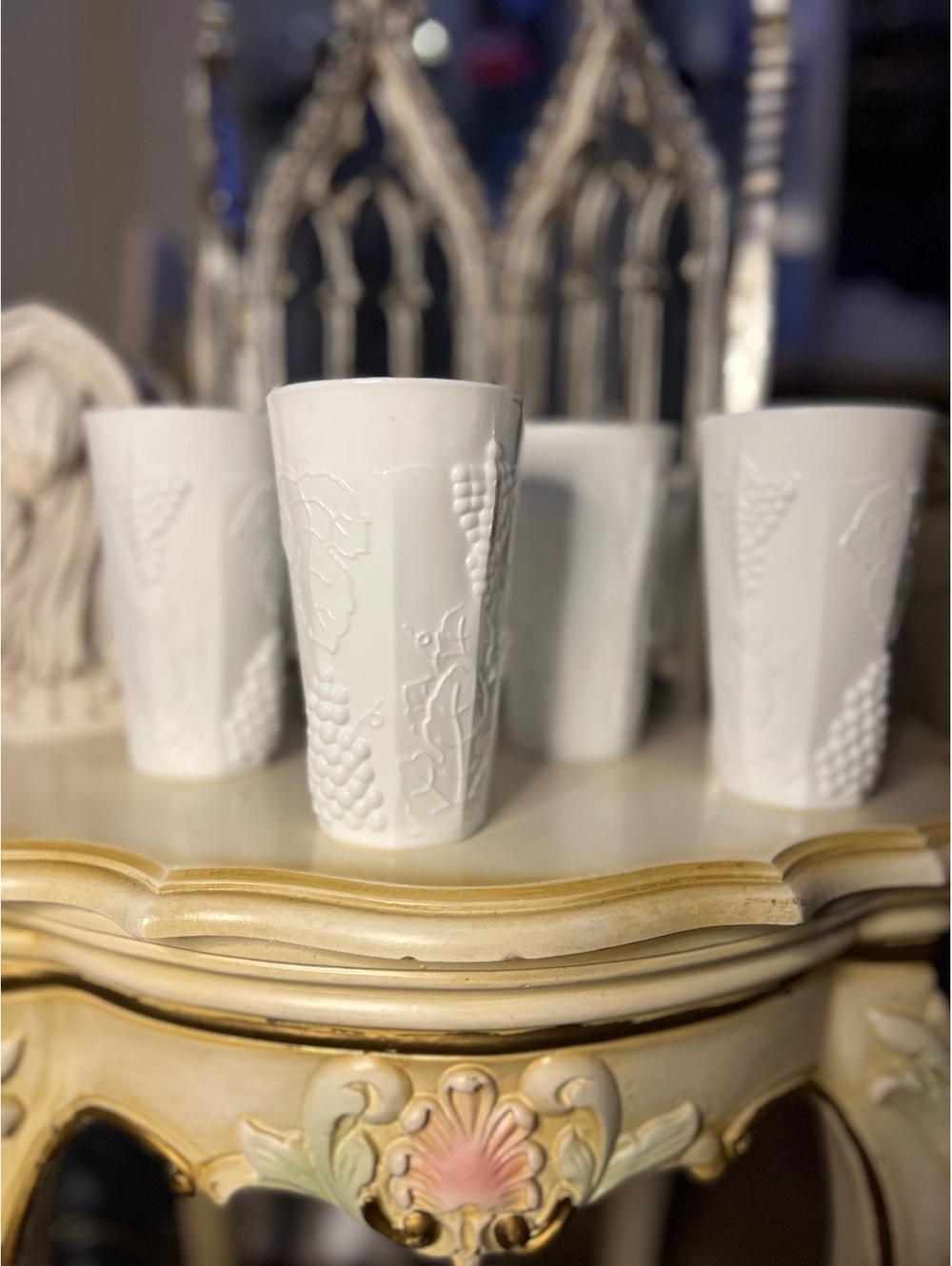 4pc Colony Harvest Indian Milk Glass Tumblers